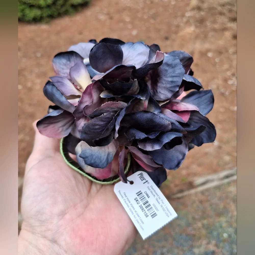 New Vintage Set Of 6 Pier 1 Pink Dark Purple Artificial Hydrangea Napkin Rings